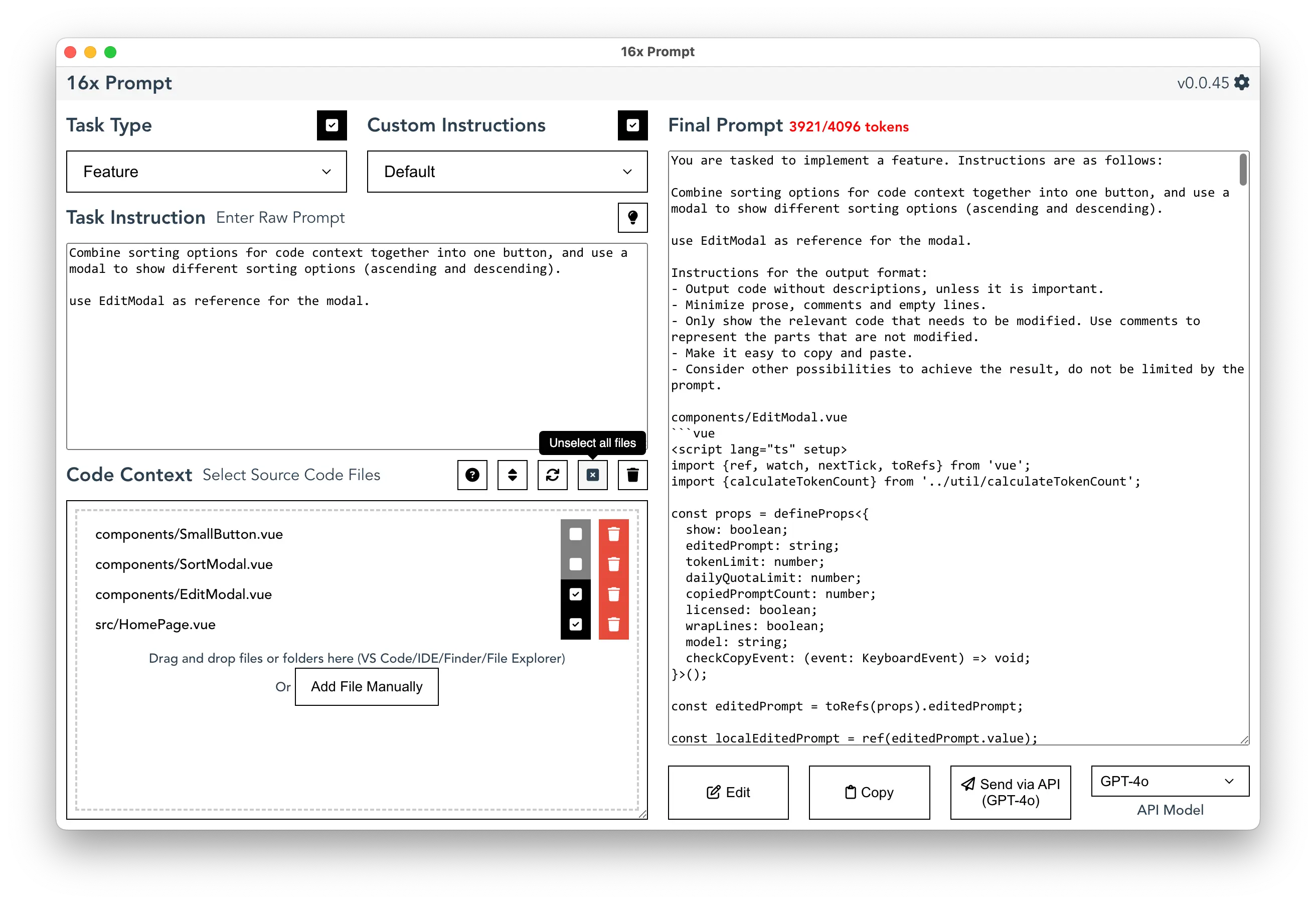 Release 0.0.45 - Code Context Management