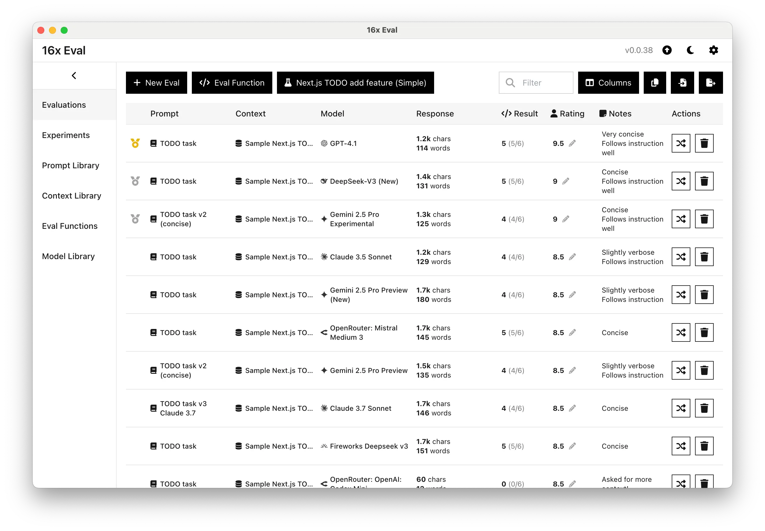 GPT-4.1 16x Eval simple coding evaluation