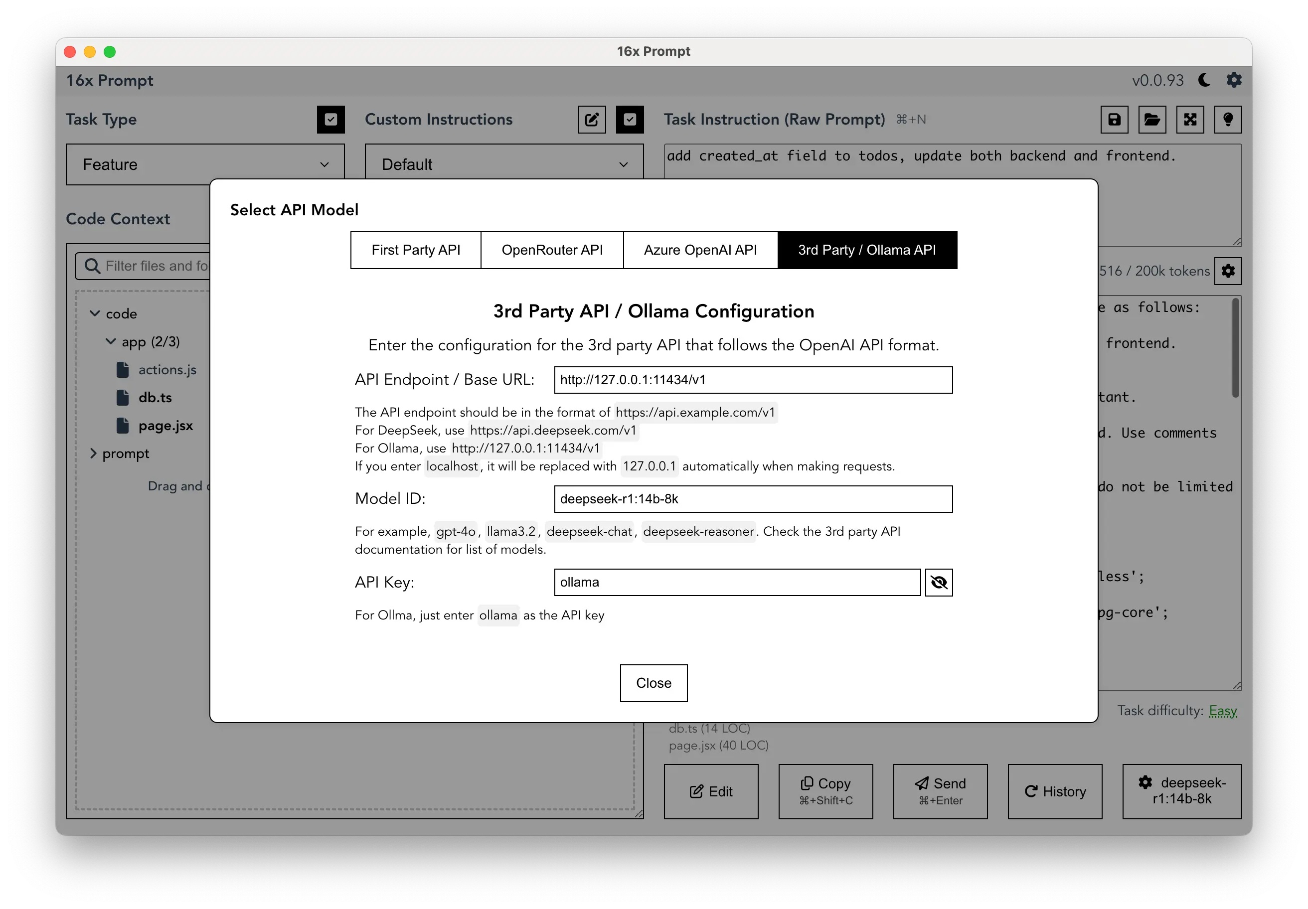 Ollama API Configuration