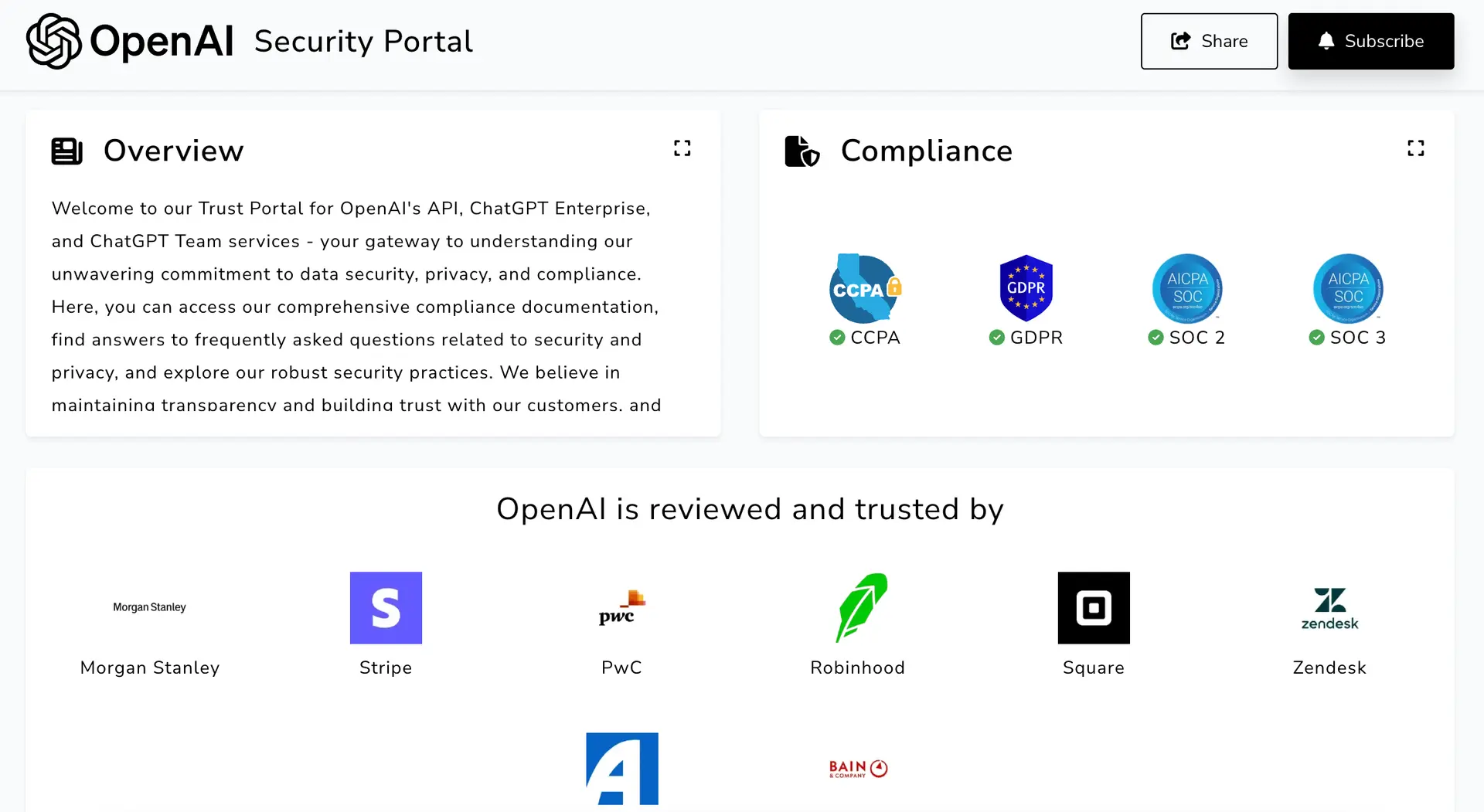 OpenAI Security Portal