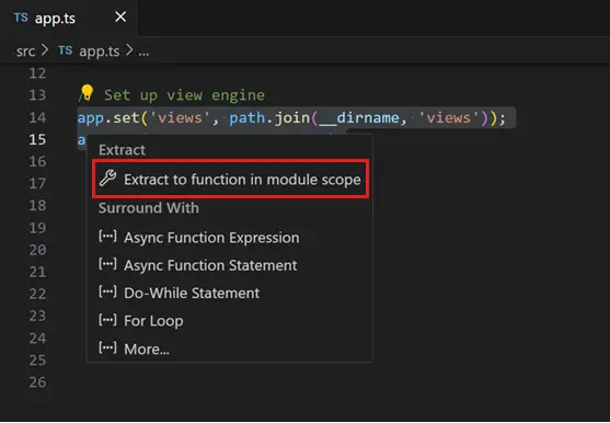 Visual Studio Code refactoring features