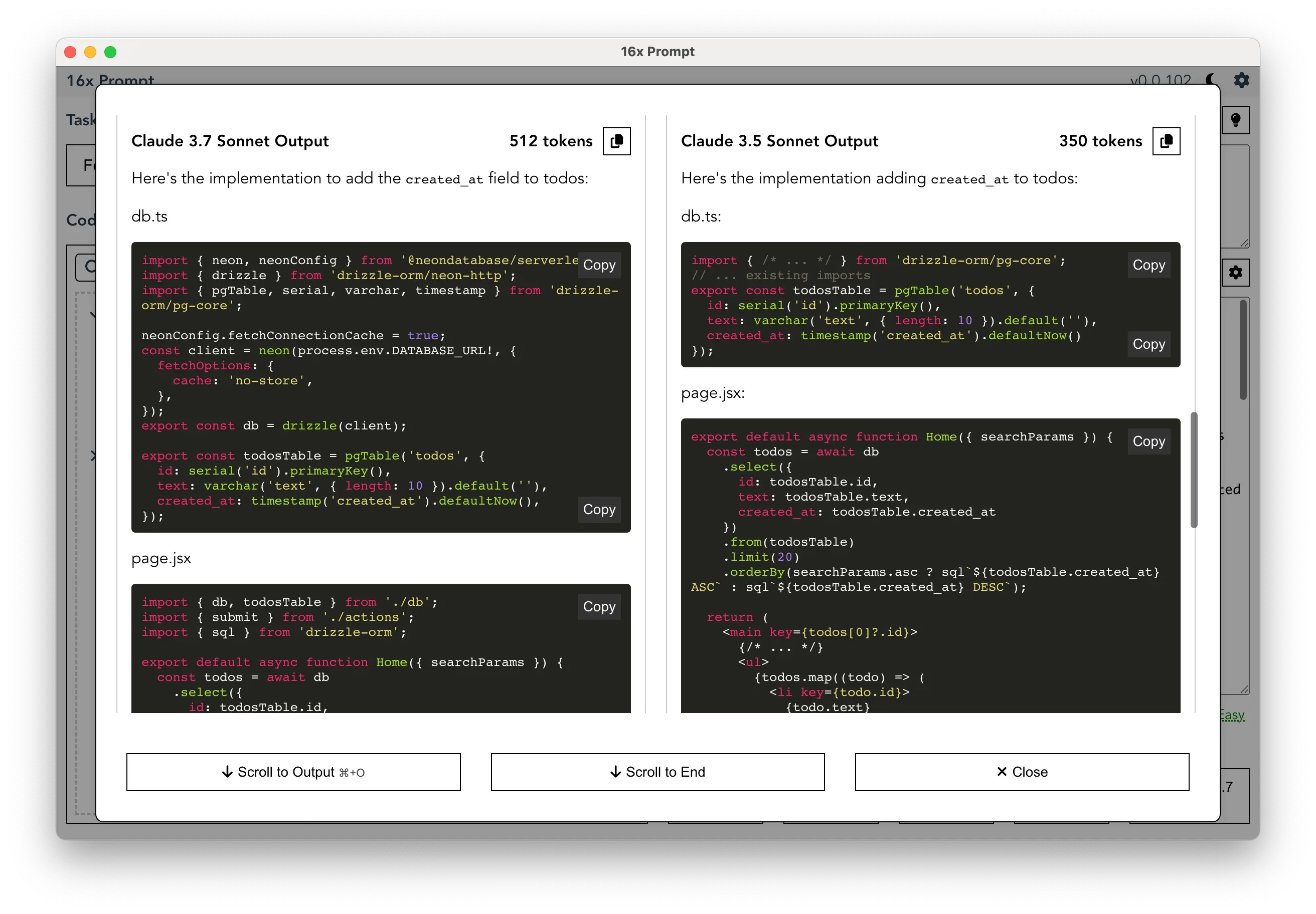 Screenshot comparison of Claude 3.5 and 3.7 Sonnet