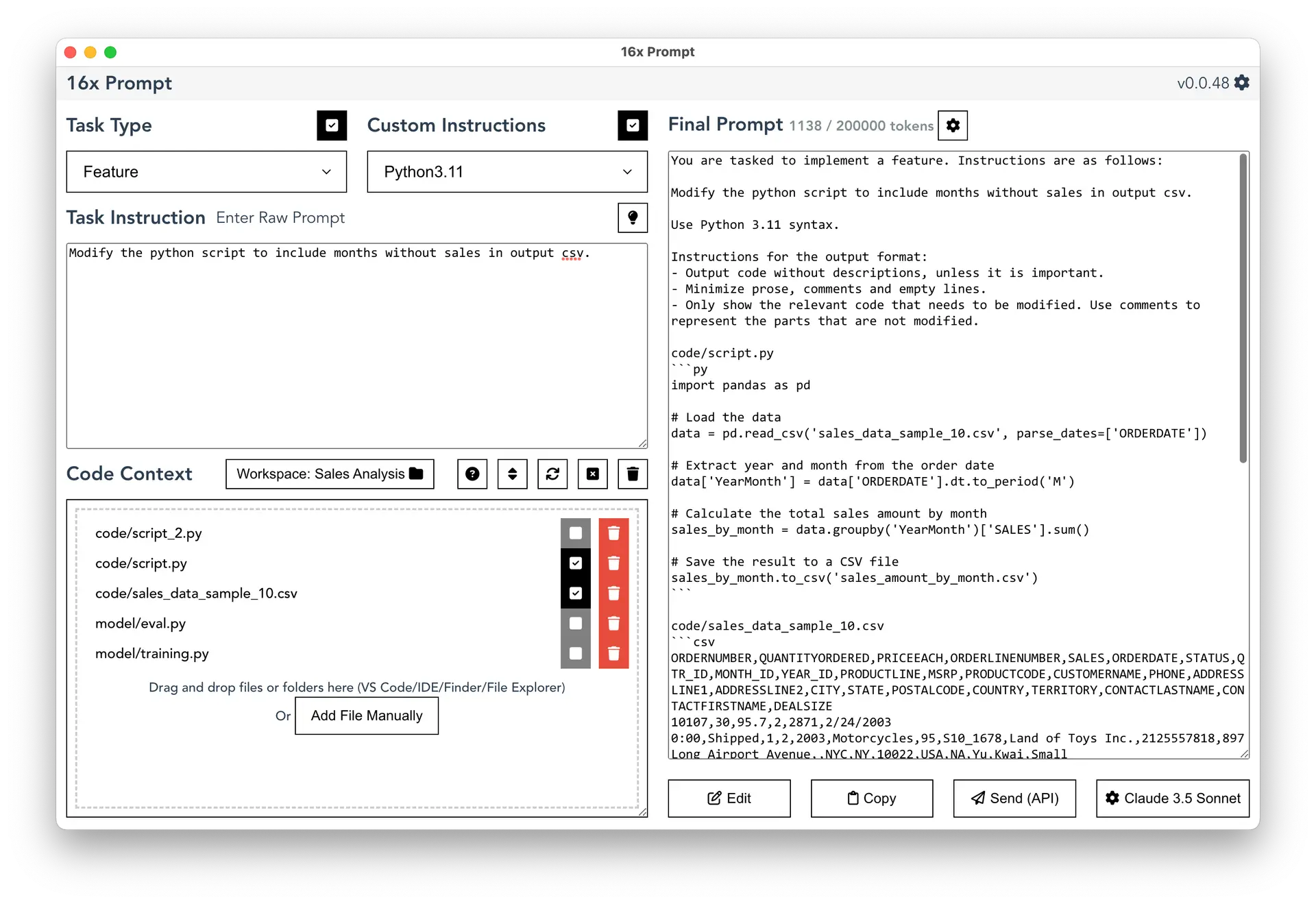 16x Prompt Python Script Generation