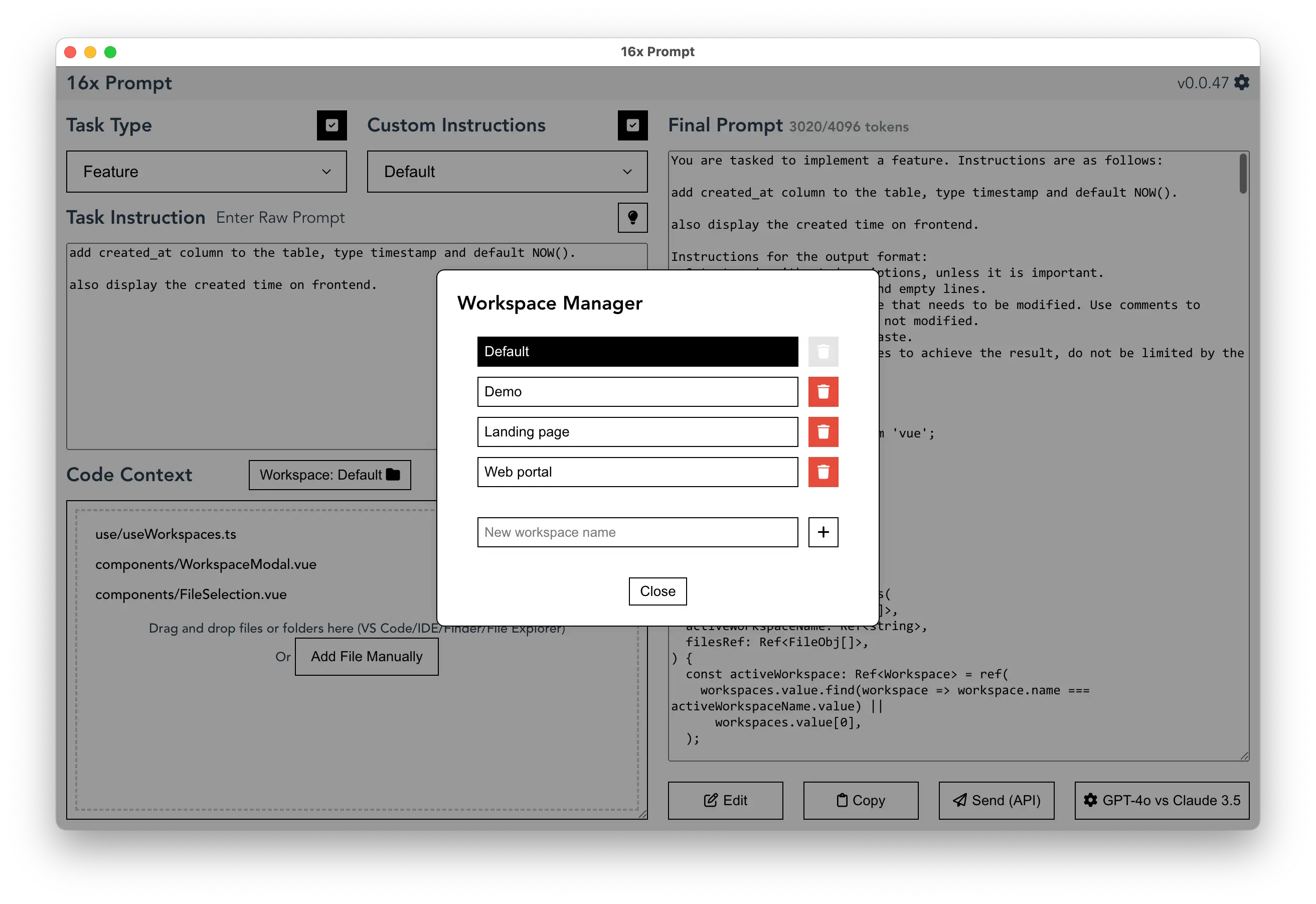 16x Prompt Workspaces